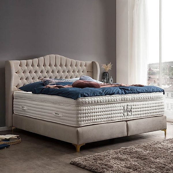 BettCo Boxspringbett Maison (in Beige Samt, günstig online kaufen