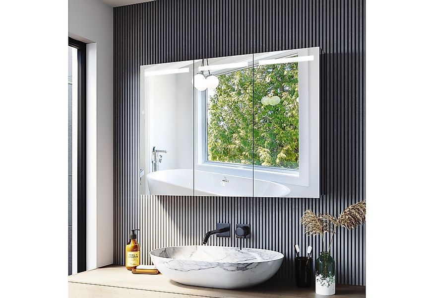 SONNI Badezimmerspiegelschrank Edelstahl Spiegelschrank 3-türig mit LED Bel günstig online kaufen