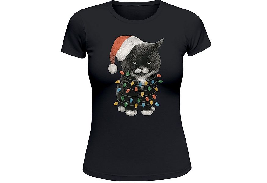 Neverless Print-Shirt Damen T-Shirt Weihnachtsshirt Katze Grumpy Cat Weihna günstig online kaufen