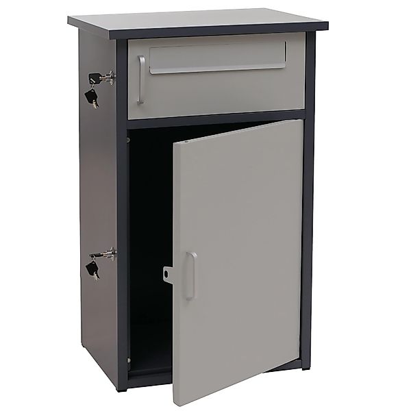 PROREGAL Paketkasten Mit 2 Fächern HxBxT 78x49x38cm Stahl Dunkelgrau/Grau P günstig online kaufen