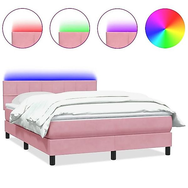 vidaXL Boxspringbett, Boxspringbett mit Matratze Rosa 140x210 cm Samt günstig online kaufen