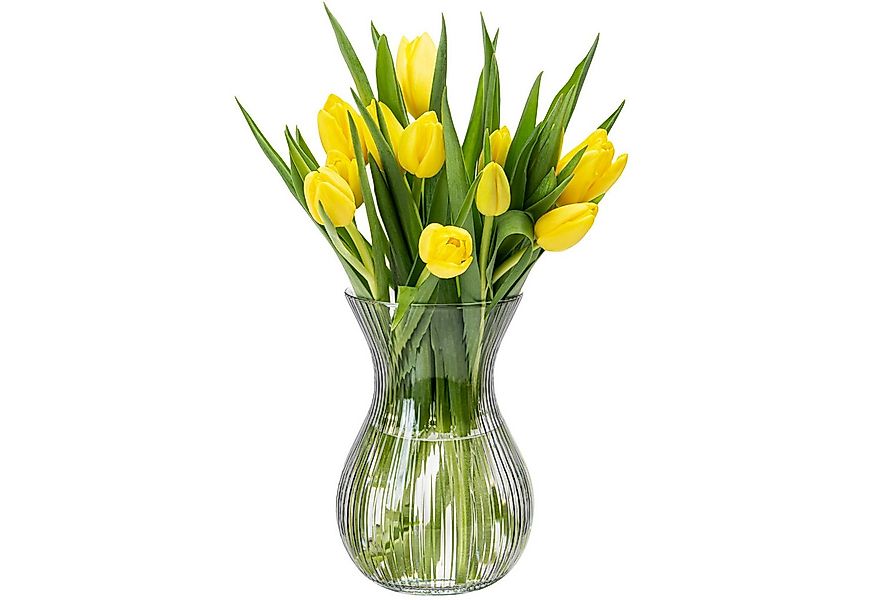 KONZEPT Tischvase Glasvase geriffelt 18 cm hoch, Ø11 cm – stilvolle Tischva günstig online kaufen