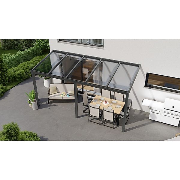 Terrassenüberdachung Professional 500 cm x 350 cm Anthrazit Struktur PC Kla günstig online kaufen