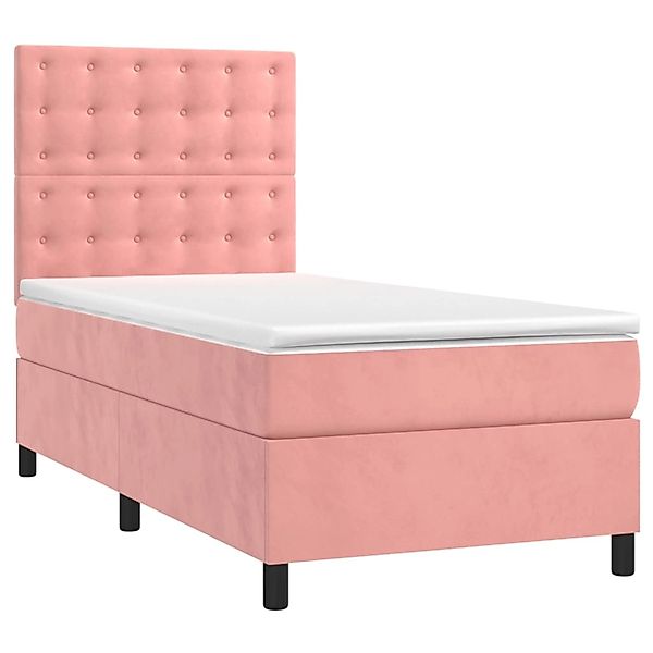 vidaXL Boxspringbett mit Matratze & LED Rosa 100x200 cm Samt 3136352 günstig online kaufen