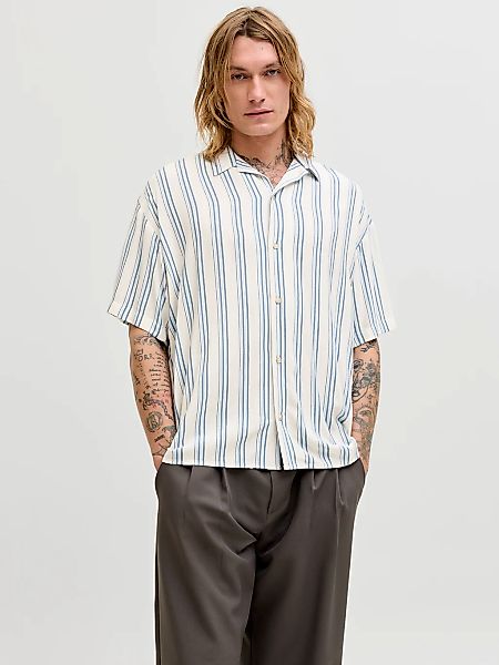 Jack & Jones Kurzarmhemd "JJEJEFF RESORT STRIPE SHIRT S/S SN" Viskose, loos günstig online kaufen