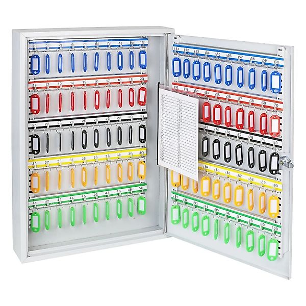 HMF 135100-07 Schlüsselschrank 100 Haken 55 x 38 x 8 cm Lichtgrau günstig online kaufen
