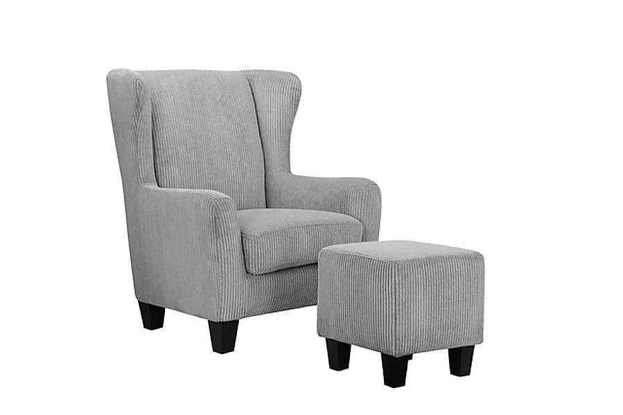 Home affaire Ohrensessel »Chilly, Sessel mit Hocker und Federkern-Polsterun günstig online kaufen
