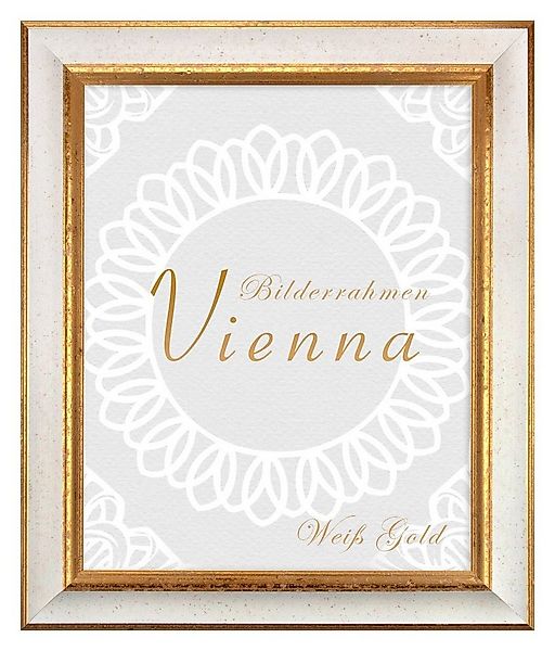 Einzelrahmen Bilderrahmen Vienna, (1 Stück), 50x60 cm, Weiß Gold, Holz günstig online kaufen