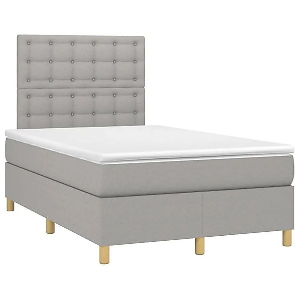 vidaXL Boxspringbett mit Matratze & LED Hellgrau 120x200 cm Stoff 3135741 günstig online kaufen
