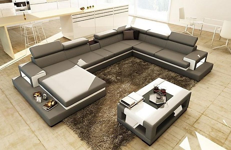 JVmoebel Ecksofa XXL Ledersofa Big Sofa Couch Polster Eck Sitz Garnitur U F günstig online kaufen