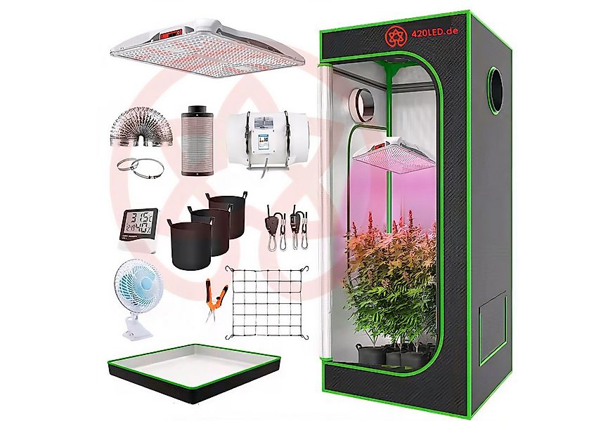 TEUTO Licht Gewächshaus 420LED® TIPI Growset 80x80x180cm, 200 Watt CISSY, G günstig online kaufen