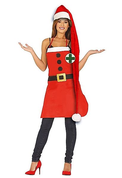 Karneval-Klamotten Kostüm Weihnachtsschürze Nikolaus Damen u Weihnachtsmütz günstig online kaufen