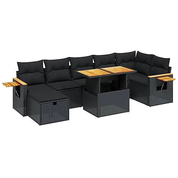 vidaXL 8-Tlg Garten-Sofagarnitur mit Kissen Schwarz Poly Rattan 3276149 günstig online kaufen