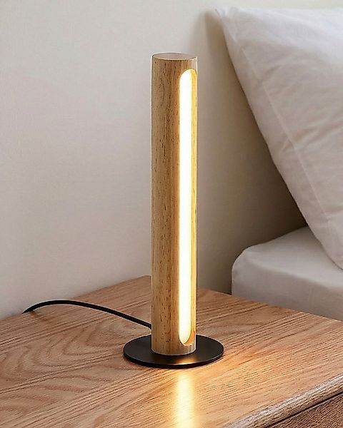 EDISHINE LED Nachttischlampe Säulenlampe aus Holz, LED fest integriert, 300 günstig online kaufen