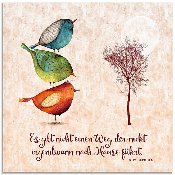 Artland Glasbild Lebensweisheit Zu Hause, Tiere günstig online kaufen