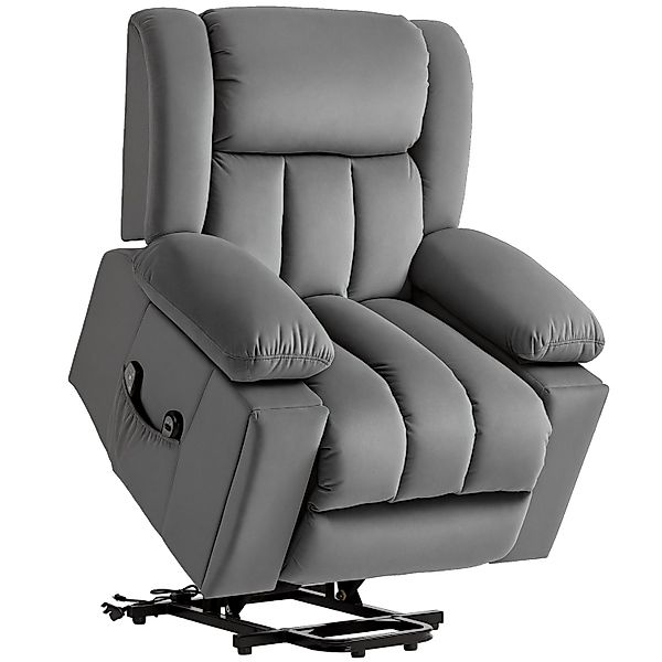 HOMCOM Fernsehsessel mit Aufstehhilfe Elektrisch Relaxsessel Samt Dunkelgra günstig online kaufen