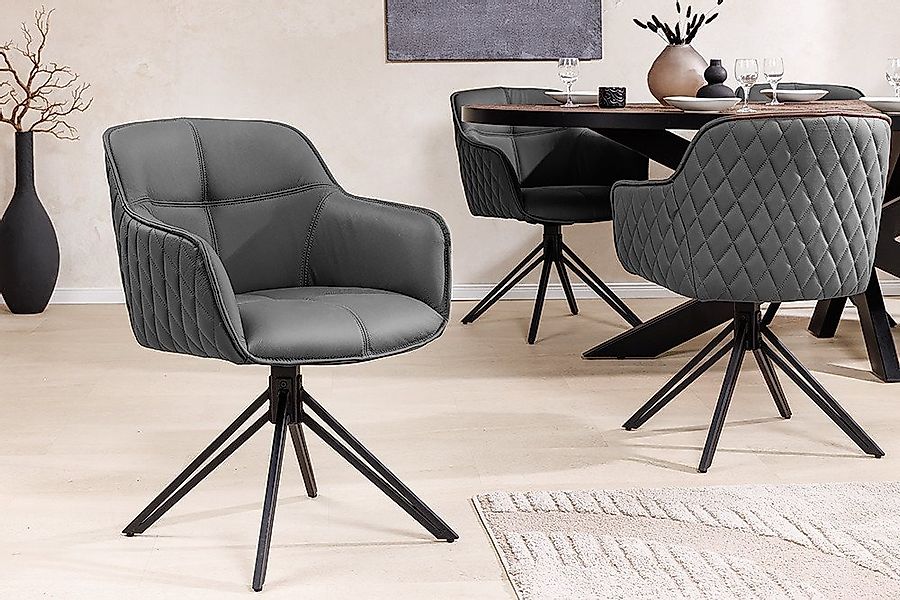 riess-ambiente Polsterstuhl EUPHORIA grau/schwarz – Echtleder, drehbar, Met günstig online kaufen
