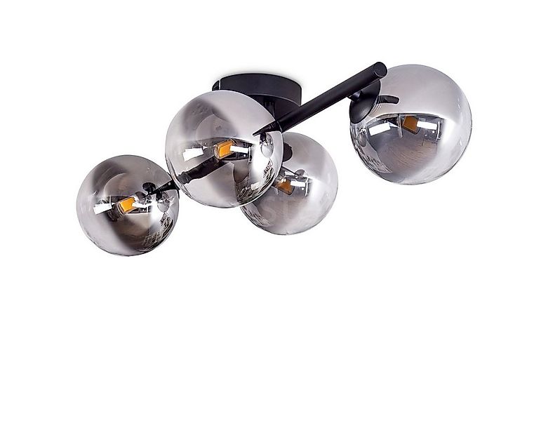 hofstein Deckenleuchte Deckenlampe aus Metall/Glas in Schwarz/Rauchfarben/K günstig online kaufen