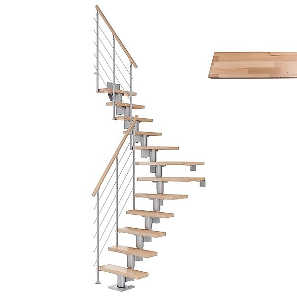Dolle Mittelholmtreppe Dublin Buche Perlgrau GH bis 292 cm 1/4gew. 65 cm FS günstig online kaufen