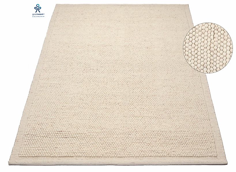 OTTO home Wollteppich "Wolly Rahmen, handgewebt, Wolle" rechteckig 14 mm Hö günstig online kaufen