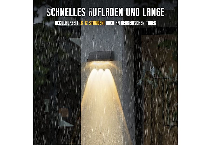 ZMH Außen-Wandleuchte 1/2/4ER Wandlampe solar 3000K 2 Modi Solarwandleuchte günstig online kaufen