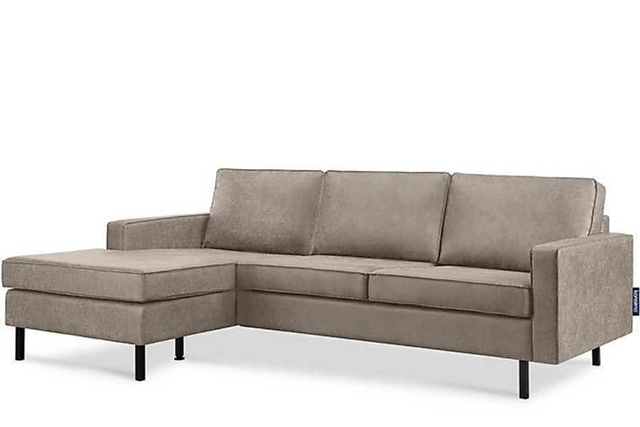 KONSIMO® Ecksofa INVIA Linkes Ecksofa mit Ottomane, Grundschicht: Echtleder günstig online kaufen