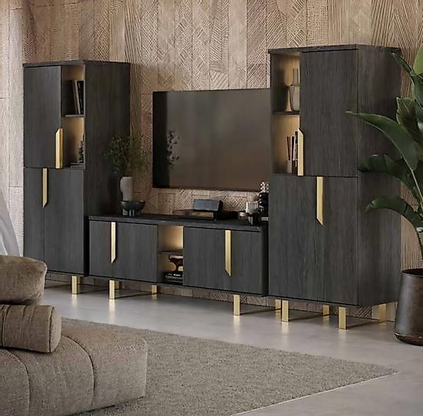 Xlmoebel TV-Schrank Fernsehtisch mit 2 Schränken - Zeitgemäßes Wohnzimmermö günstig online kaufen