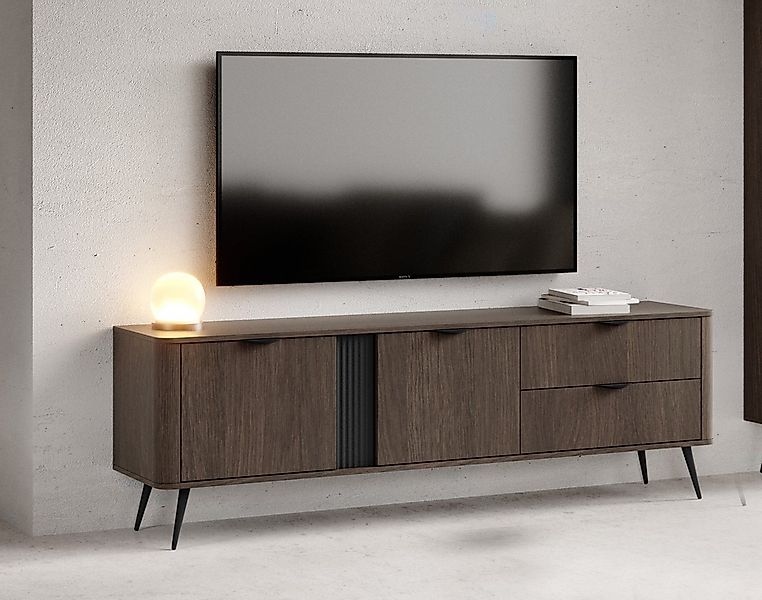 Compleo TV-Schrank mit 2 Schubladen, TV Lowboard eiche dunin, MetallFuße, J günstig online kaufen