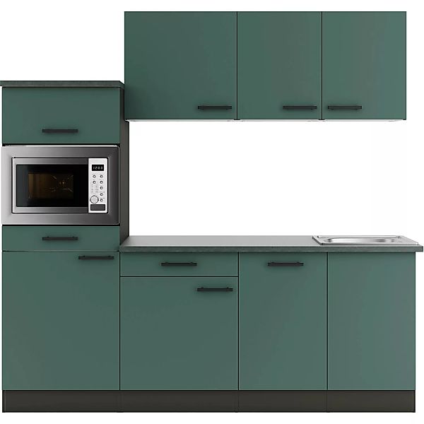 OPTIFIT Verona405 Küchenzeile 210 cm ohne E-Geräte Steingrün günstig online kaufen