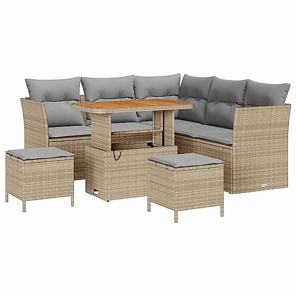 vidaXL 8-Teiliges Garten-Sofa-Set mit Kissen in Beige aus Poly Rattan und A günstig online kaufen