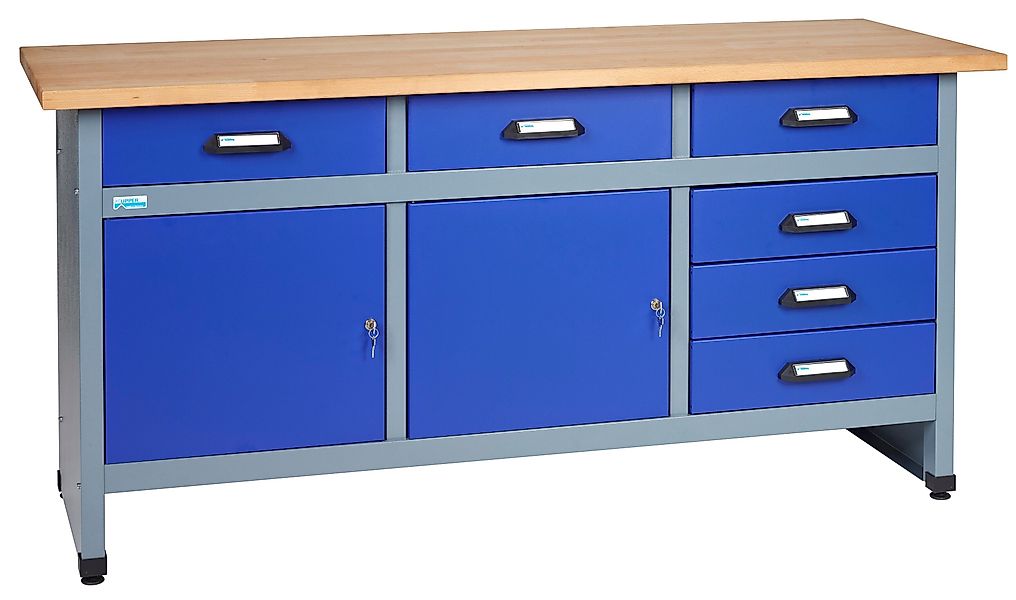 KÜPPER Werkbank 12170, 170x84x60 cm, 6 Schubladen, 2 Türen, 300 kg Traglast günstig online kaufen