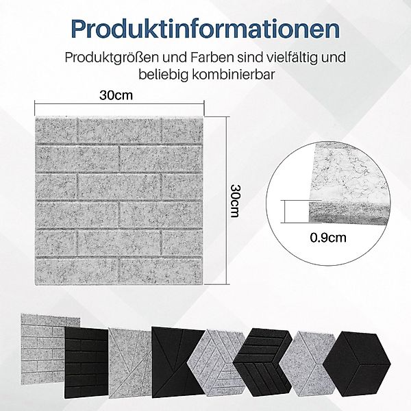 Clanmacy Akustikplatte 12 stuks Akustikplatten Quadratisch günstig online kaufen