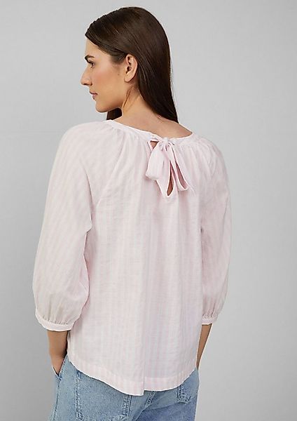 s.Oliver Kurzarmbluse Bluse Streifenbluse mit Raffung und Schleife günstig online kaufen