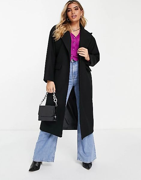 NaaNaa – Langer Oversize-Mantel mit geradem Schnitt in Schwarz günstig online kaufen