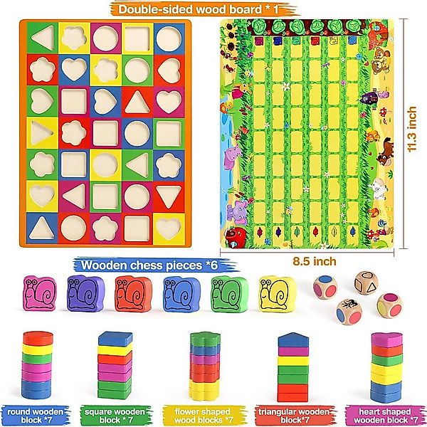 POPOLIC Lernspielzeug Brettspiele - Kinderspiel 2 in 1 Brettspiel und Gesel günstig online kaufen