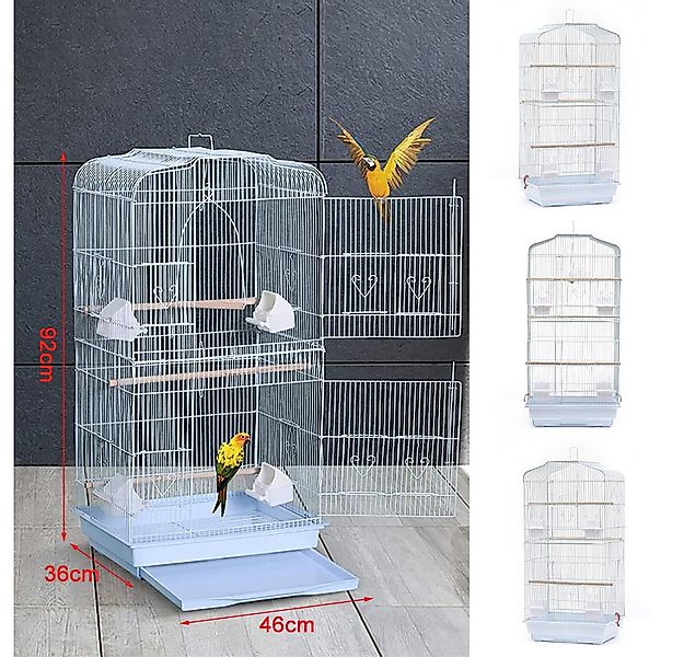 JEOBEST Vogelkäfig Vogelbauer Vogelvoliere Vogelhaus mit 3 Sitzstangen, Käf günstig online kaufen