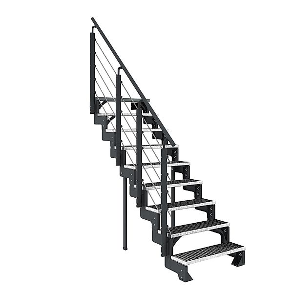 Dolle Außentreppe Gardentop Anthrazit 9 Gitterroststufe 100 cm inkl. Geländ günstig online kaufen