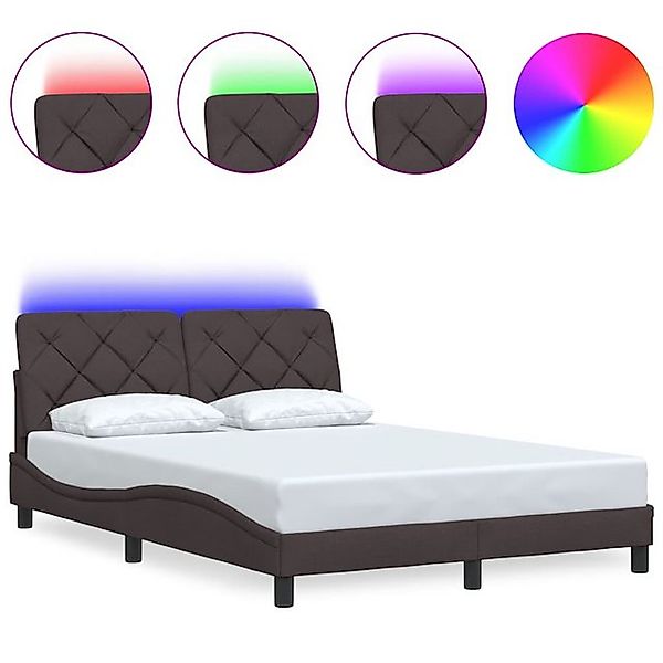 vidaXL Bett, Bettgestell mit LED ohne Matratze Dunkelbraun 120x200 cm Stoff günstig online kaufen