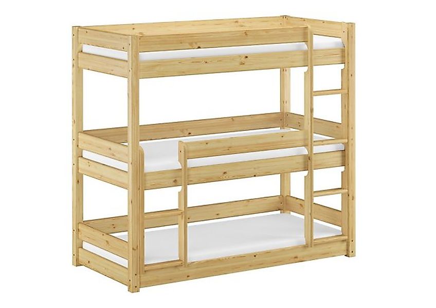 ERST-HOLZ Etagenbett Dreier-Etagenbett für Erwachsene 80 x 200 Kiefer Massi günstig online kaufen