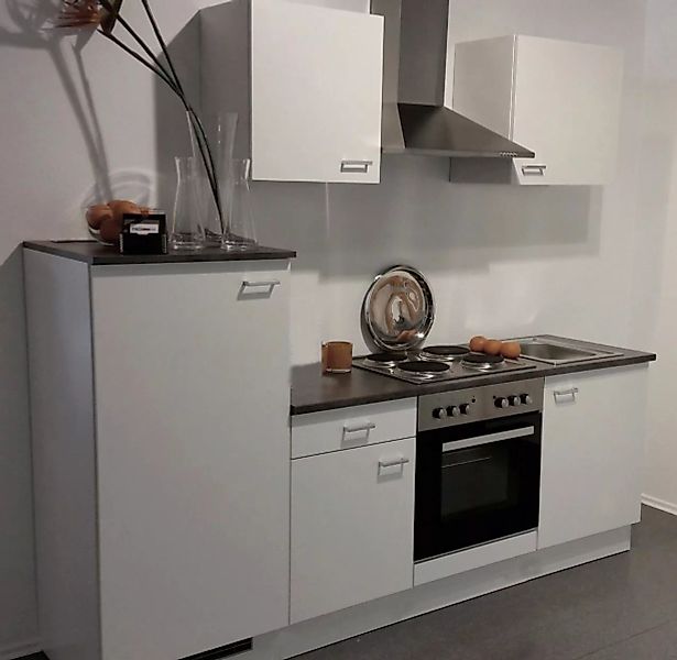 Einbauküche MANKAWHITE 12 - Schränke montiert/ Küchenzeile in weiß 200 cm o günstig online kaufen