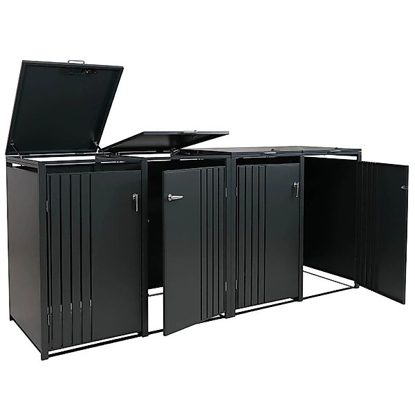 Proregal 4er-Mülltonnenverkleidung Mit Deckel HxBxT 122x250x84 cm Anthrazit günstig online kaufen