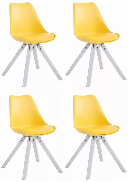 4er Set Stühle Toulouse Kunstleder Weiß (eiche) Square Gelb günstig online kaufen