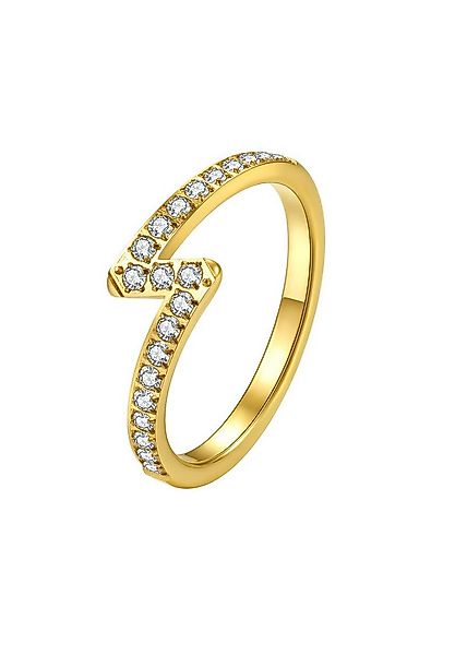 Hey Happiness Fingerring Statement Blitz mit Zirkonia, Vergoldeter Ring Zic günstig online kaufen