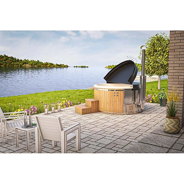 FinnTherm Whirlpool Badefass Holz Stockholm "Spa günstig online kaufen