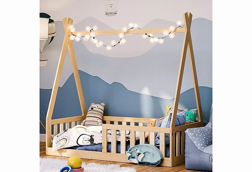 Bellabino Kinderbett Tajo (Tipi-Bodenbett, 70x140 cm, natur lackiert), inkl günstig online kaufen