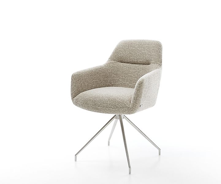 Esszimmerstuhl Pejo-Flex Webstoff Soft Beige Kreuzgestell konisch Edelstahl günstig online kaufen