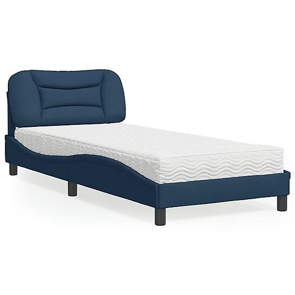 vidaXL Bett Bett mit Matratze Blau 80x200 cm Stoff günstig online kaufen