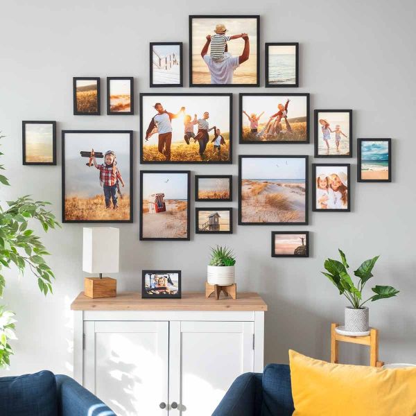 PHOTOLINI Bilderrahmen 17er Set Echtholz-Rahmen schmal, günstig online kaufen