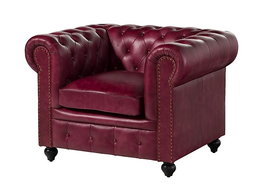 Massivmoebel24 Sessel (Sessel Echtleder 105x82x75 rot günstig online kaufen