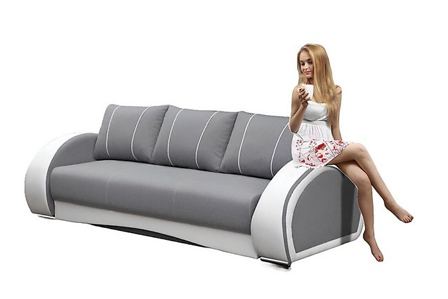 JVmoebel Sofa Schlafsofa Klappcouch 3-Sitzer Schlaffunktion + Bettkasten Co günstig online kaufen